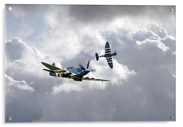 The Blue Spitfires  Acrylic by J Biggadike