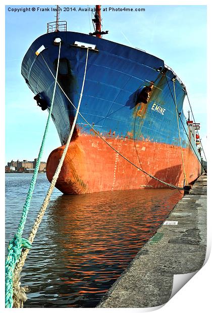 MV Emine off-loading in Birkenhead Docks, Print by Frank Irwin