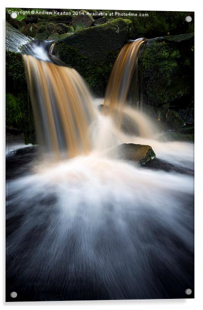 Moorland waterfall at Black Clough, Derbyshire Acrylic by Andrew Kearton