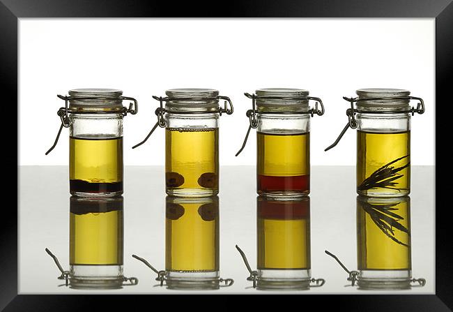 aromatic olive oils over white Framed Print by Josep M Peñalver