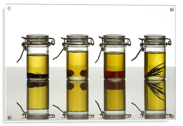 aromatic olive oils over white Acrylic by Josep M Peñalver