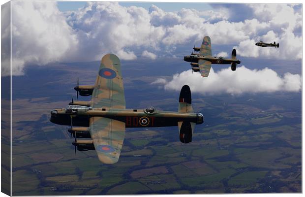  Lancaster Bombers return Canvas Print by Oxon Images