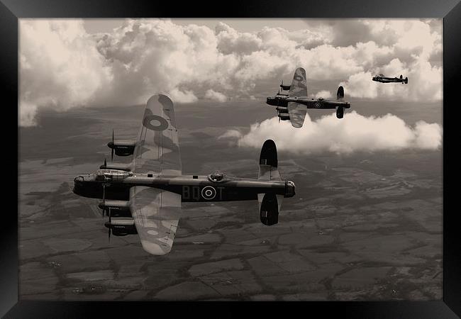  Lancaster Bombers in sepia Framed Print by Oxon Images