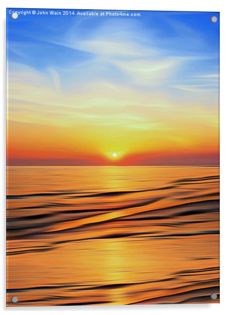 Bay Sunset Acrylic by John Wain