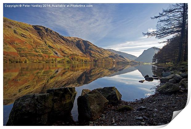  Buttermere Autumn Reflections #1 Print by Peter Yardley