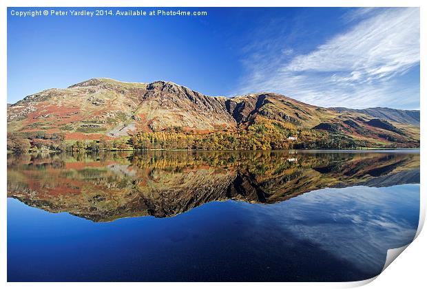  Buttermere Autumn Reflections #2 Print by Peter Yardley