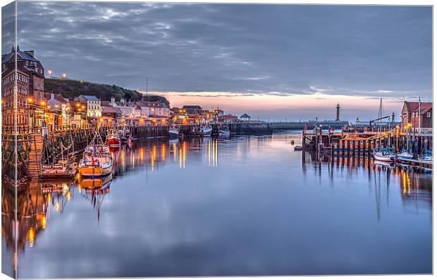  Whitby harbour at dusk Canvas Print by David Oxtaby  ARPS