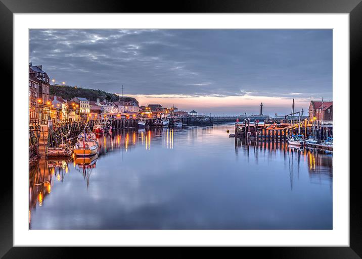  Whitby harbour at dusk Framed Mounted Print by David Oxtaby  ARPS