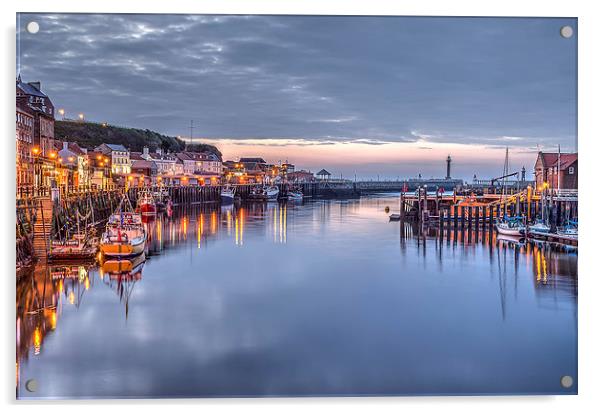  Whitby harbour at dusk Acrylic by David Oxtaby  ARPS