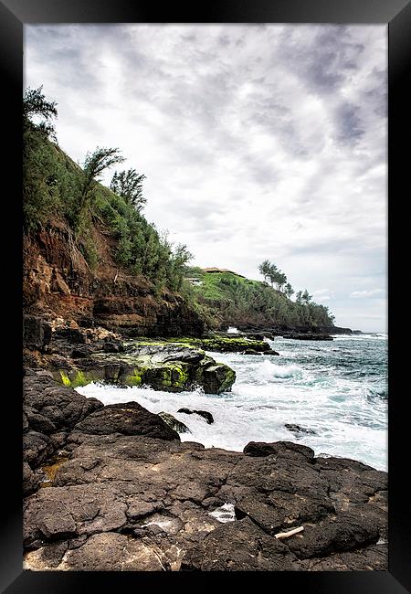 On the Rocks at Secret Beach - Kilauea - Kauai - H Framed Print by Belinda Greb