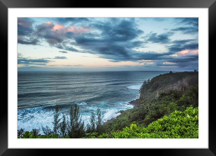  Sunrise Along the Cliffs  - Princeville - Kauai - Framed Mounted Print by Belinda Greb
