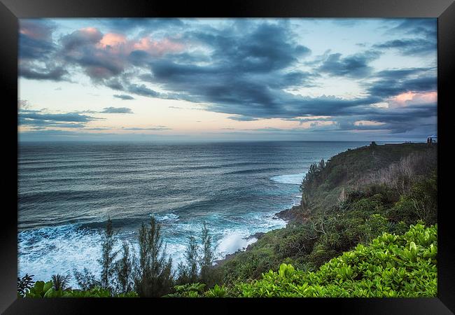  Sunrise Along the Cliffs  - Princeville - Kauai - Framed Print by Belinda Greb