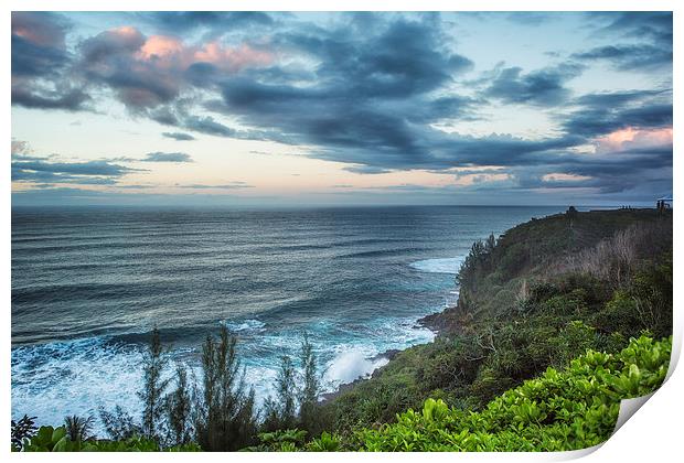  Sunrise Along the Cliffs  - Princeville - Kauai - Print by Belinda Greb
