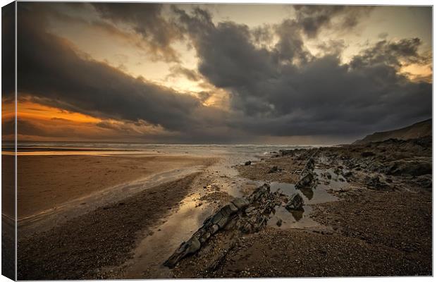  Stormy Saunton Sands Canvas Print by Dave Wilkinson North Devon Ph