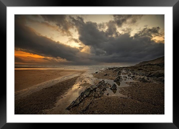  Stormy Saunton Sands Framed Mounted Print by Dave Wilkinson North Devon Ph