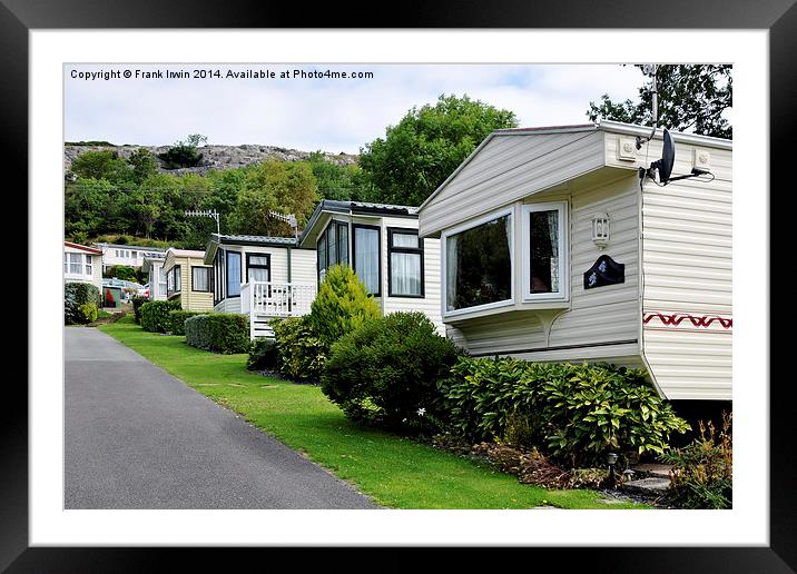 Privately owned caravans on a site in North Wales Framed Mounted Print by Frank Irwin