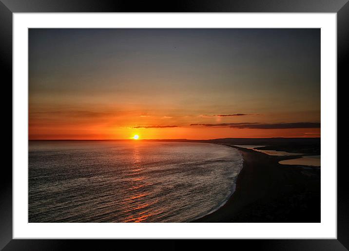  Sunset over Chesil.  Framed Mounted Print by Mark Godden