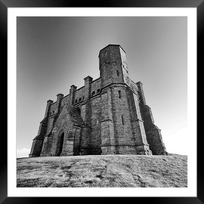  St Catherine's Chapel in mono.  Framed Mounted Print by Mark Godden
