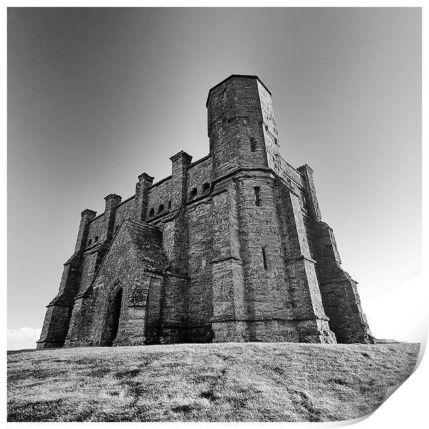  St Catherine's Chapel in mono.  Print by Mark Godden