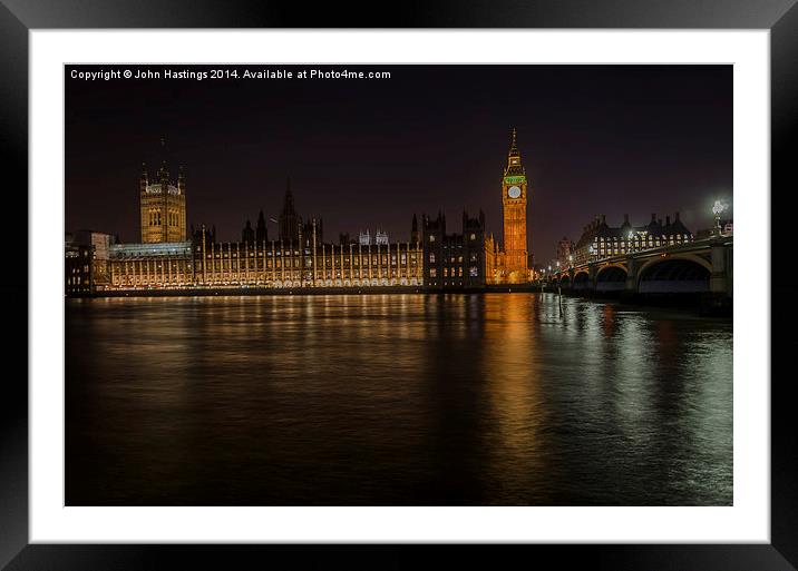 Nighttime Splendor of the Houses of Parliament Framed Mounted Print by John Hastings