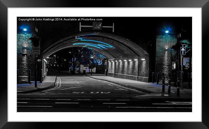 London's Monochromatic Railway Bridge Framed Mounted Print by John Hastings