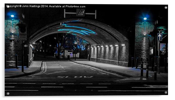 London's Monochromatic Railway Bridge Acrylic by John Hastings