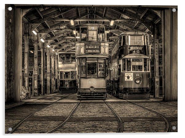  Trams at Crich Acrylic by David Oxtaby  ARPS