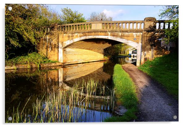  Reflections under the bridge Lancaster Canal Acrylic by Gary Kenyon
