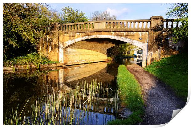 Reflections under the bridge Lancaster Canal Print by Gary Kenyon