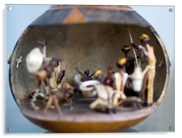  Nativity in a Gourd (Happy Christmas!) Acrylic by James Bennett (MBK W