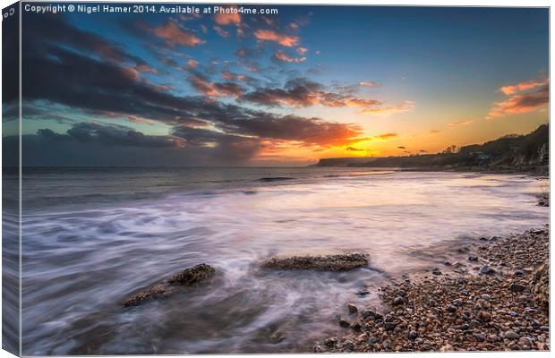 Sunset Over Culver Cliff Canvas Print by Wight Landscapes
