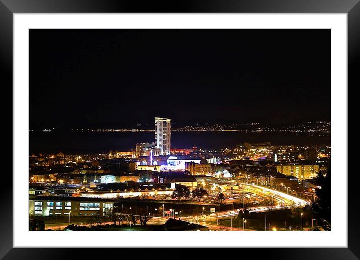  swansea at night Framed Mounted Print by craig preece