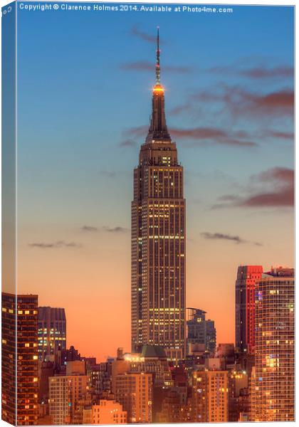 Empire State Building Morning Twilight III Canvas Print by Clarence Holmes