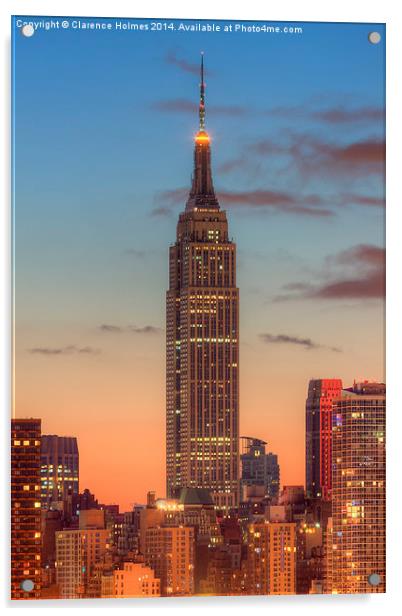Empire State Building Morning Twilight III Acrylic by Clarence Holmes