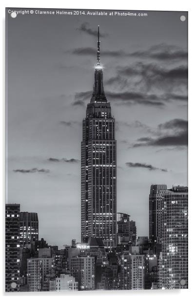 Empire State Building Morning Twilight IV Acrylic by Clarence Holmes