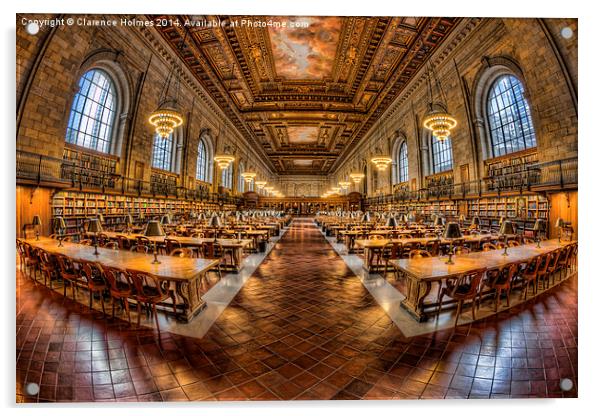 New York Public Library Main Reading Room VII Acrylic by Clarence Holmes
