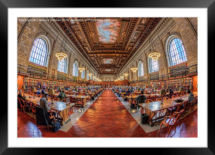 New York Public Library Main Reading Room I Framed Mounted Print by Clarence Holmes