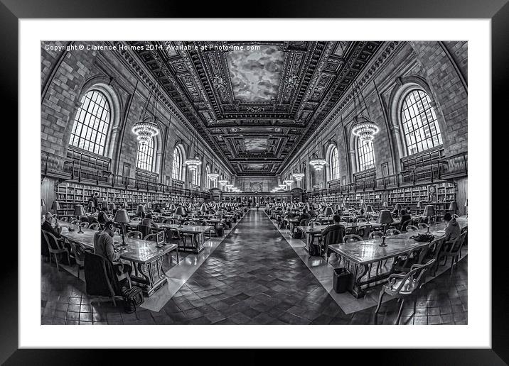 New York Public Library Main Reading Room II Framed Mounted Print by Clarence Holmes