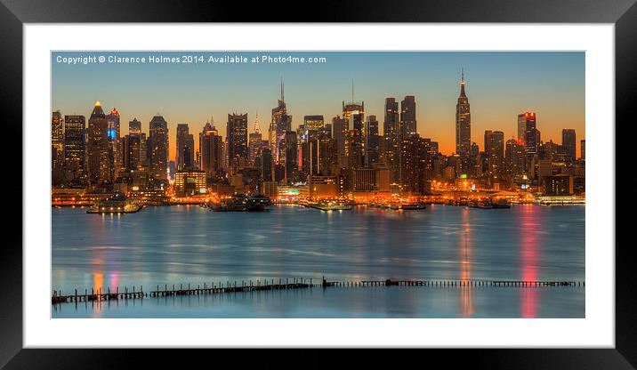 New York City Skyline Morning Twilight IX Framed Mounted Print by Clarence Holmes