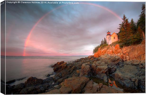 Rainbow Over Bass Harbor Head Lighthouse I Canvas Print by Clarence Holmes