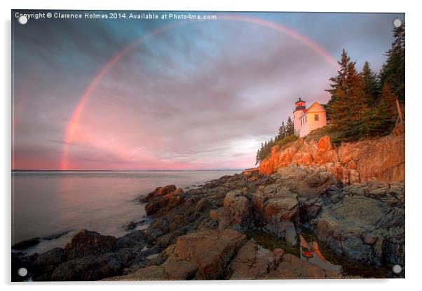 Rainbow Over Bass Harbor Head Lighthouse I Acrylic by Clarence Holmes