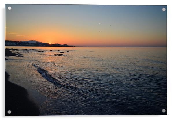 Sunrise at Estepona, Costa del Sol Spain  Acrylic by Jonathan Evans