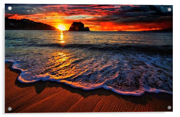 wonderful sunset Acrylic by alioune senghor