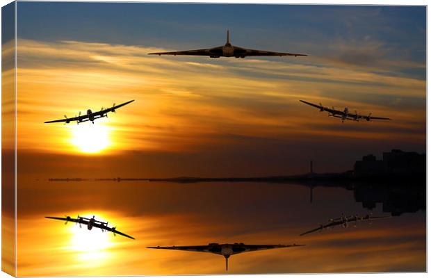 Vulcan and Lancasters sunset Canvas Print by Oxon Images