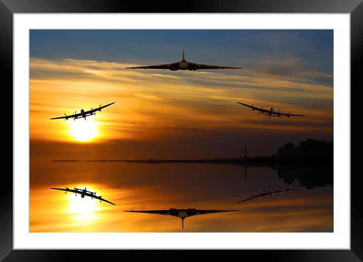 Vulcan and Lancasters sunset Framed Mounted Print by Oxon Images