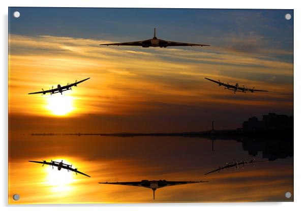 Vulcan and Lancasters sunset Acrylic by Oxon Images