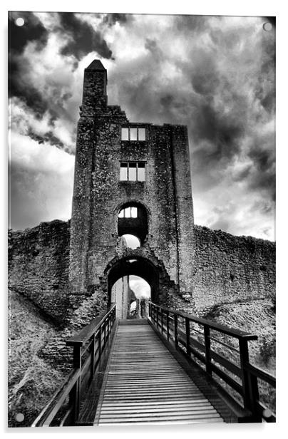 Sherborne Castle B-W HDR Acrylic by Dave Windsor