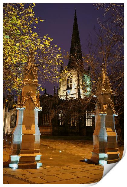 Sheffield Cathedral at Night  Print by Darren Galpin
