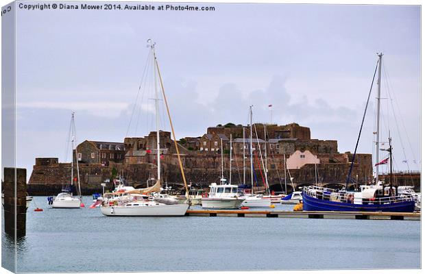  St Peter Port Harbour Canvas Print by Diana Mower