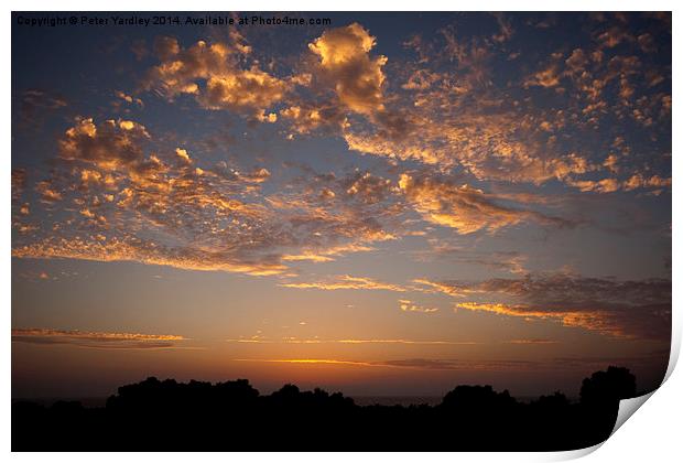  Sunset Over Mastihari Print by Peter Yardley